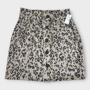 Maurices Leopard Print Button Front Mini Skirt Tan Brown Black Size 2 NWT